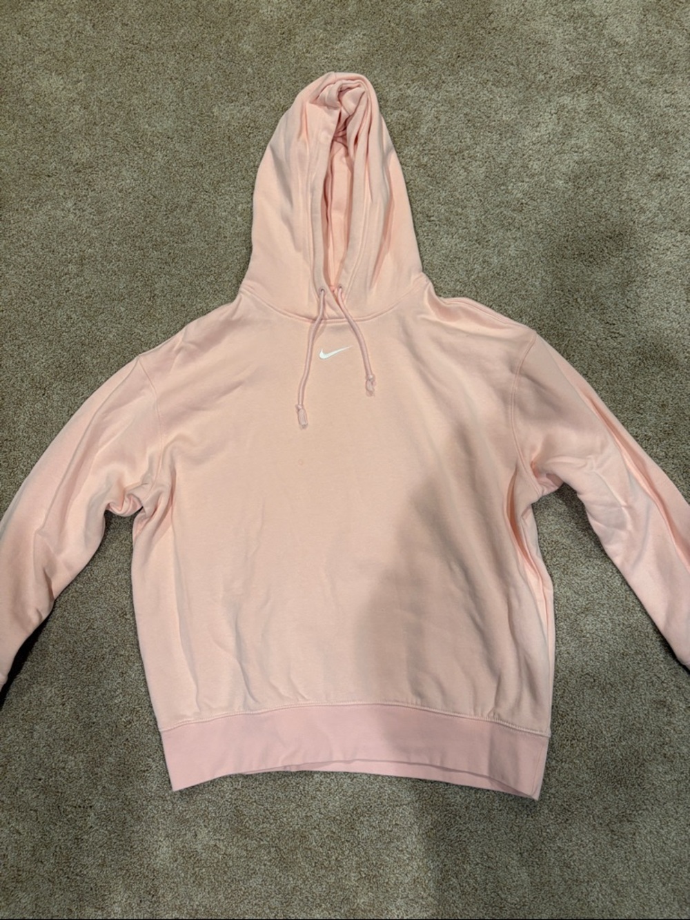 Nike Light Pink Hooded Pullover with White Swoosh